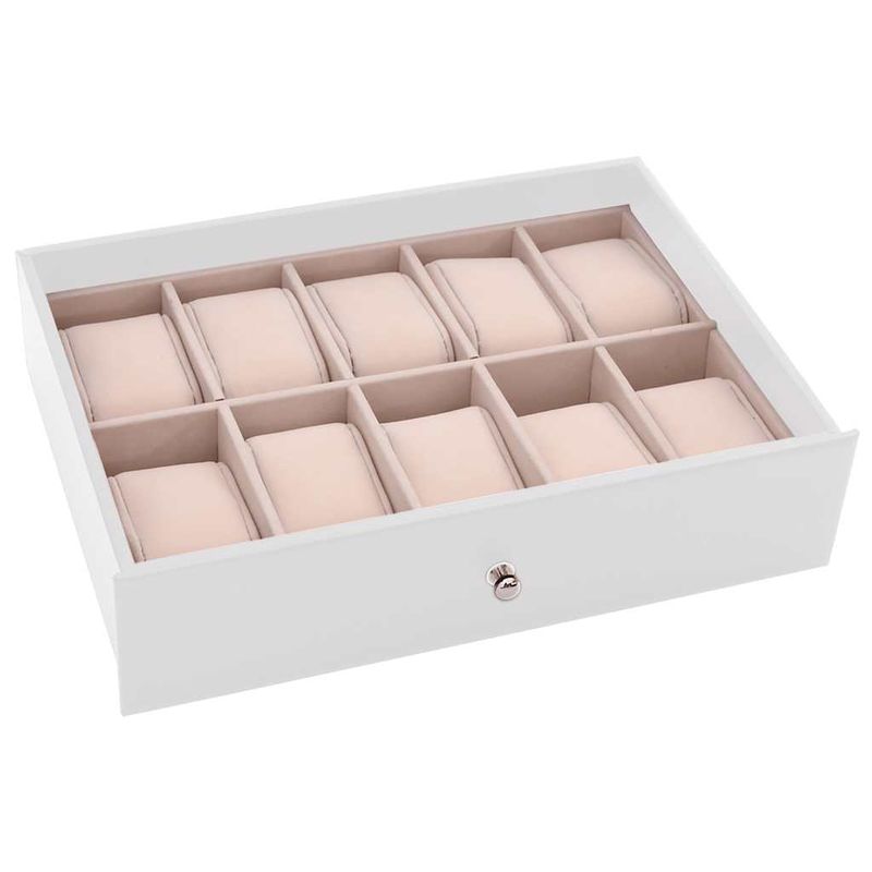 Fashion, accesorii si bijuterii - Femei - Bijuterii femei - Cutii bijuterii - Cutie de bijuterii 10 straturi cu suport pentru ceasuri alb - Infinity.ro