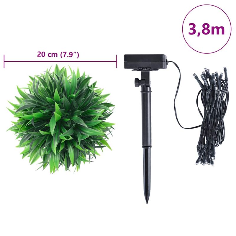 Casa si Gradina - Decoratiuni - Obiecte decorative - Plante artificiale - Mingi artificiale din lemn de cimis cu lumini LED 2 buc Verde - Infinity.ro