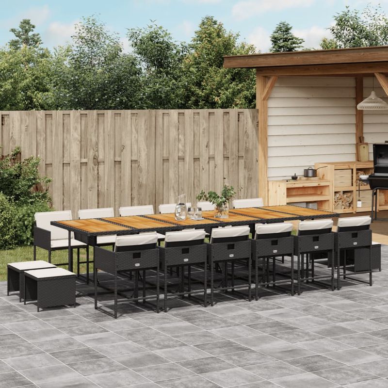 Casa si Gradina - Gradina si terasa - Mobilier exterior - Seturi mobila gradina - Set mobilier de gradina cu perne, 17 piese, negru, poliratan - Infinity.ro