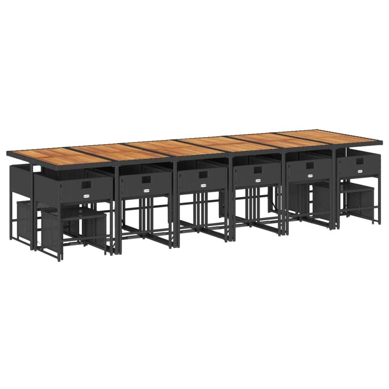Casa si Gradina - Gradina si terasa - Mobilier exterior - Seturi mobila gradina - Set mobilier de gradina cu perne, 17 piese, negru, poliratan - Infinity.ro