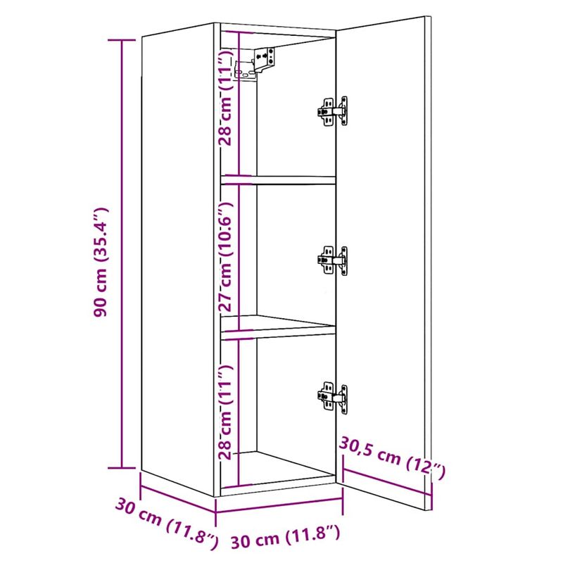 Casa si Gradina - Mobilier - Comode si corpuri - Comode - Dulap TV, stejar artizanal, 30,5x30x90 cm, lemn prelucrat - Infinity.ro