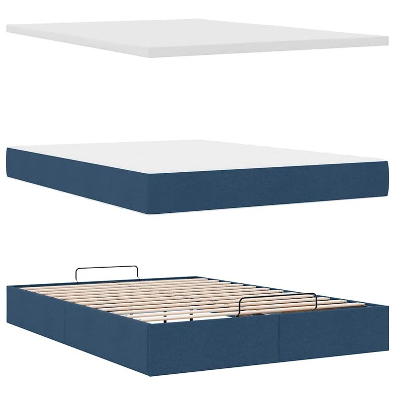 Casa si Gradina - Mobilier - Paturi si accesorii - Paturi - Cadru de pat otoman cu saltea tesatura albastra 140x190cm - Infinity.ro