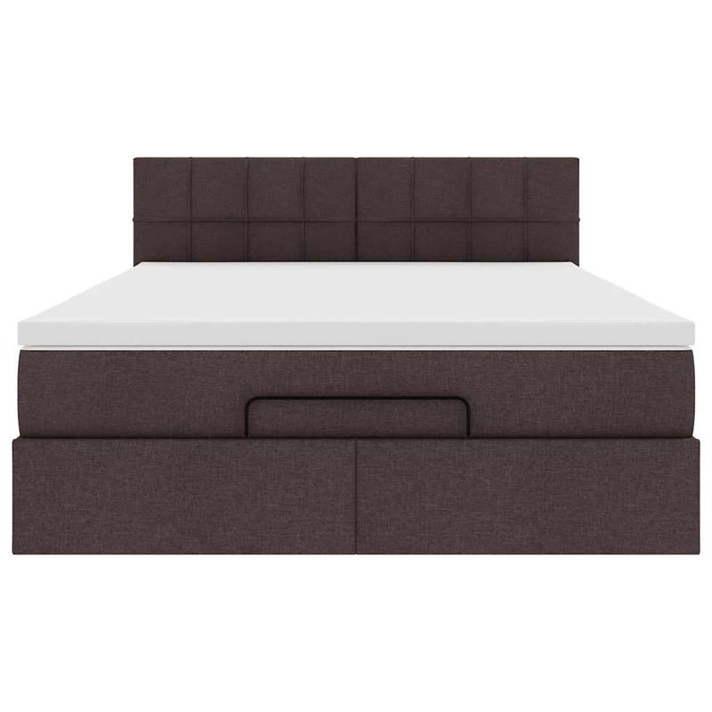 Casa si Gradina - Mobilier - Paturi si accesorii - Paturi - Pat otoman cu saltea tesatura maro inchis 140x190 cm, model cu blocuri pătrate - Infinity.ro