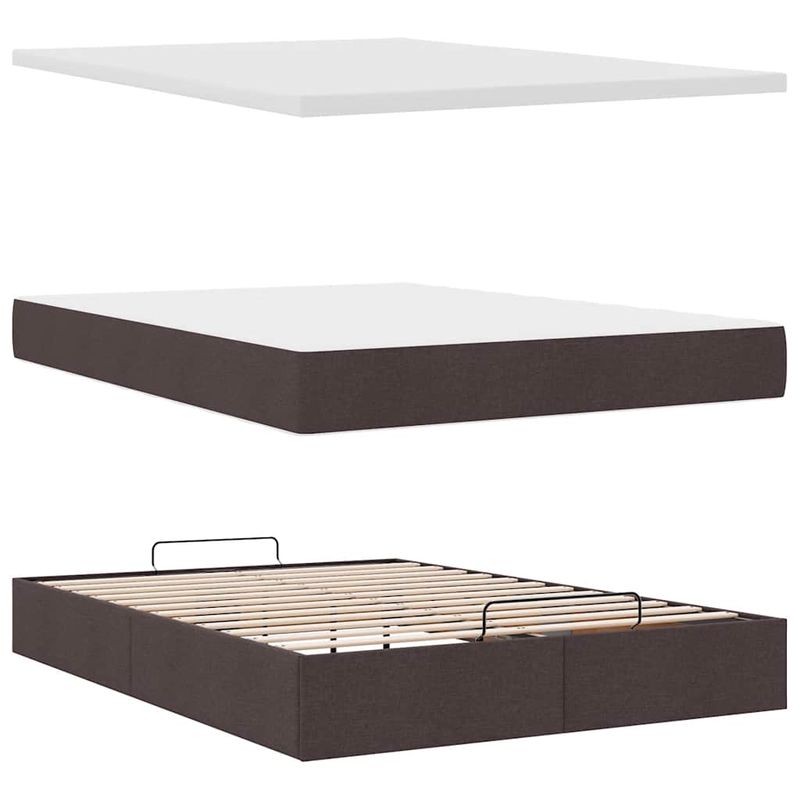 Casa si Gradina - Mobilier - Paturi si accesorii - Paturi - Pat otoman cu saltea tesatura maro inchis 140x190 cm, model cu blocuri pătrate - Infinity.ro