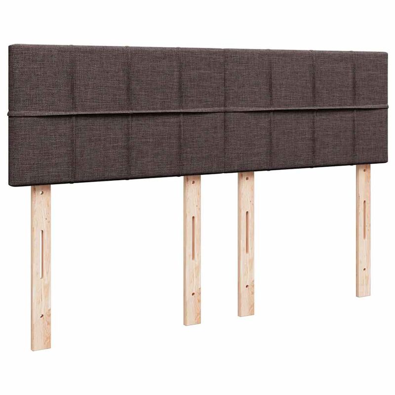 Casa si Gradina - Mobilier - Paturi si accesorii - Paturi - Pat otoman cu saltea tesatura maro inchis 140x190 cm, model cu blocuri pătrate - Infinity.ro
