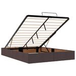 Casa si Gradina - Mobilier - Paturi si accesorii - Paturi - Pat otoman cu saltea tesatura maro inchis 140x190 cm, model cu blocuri pătrate - Infinity.ro