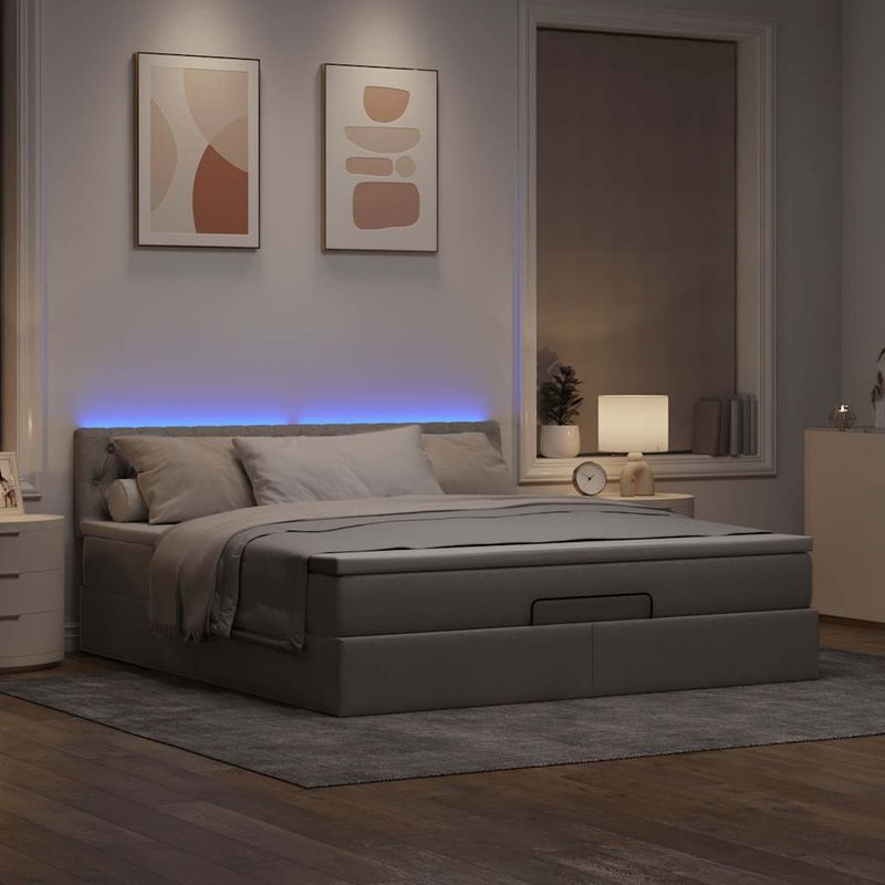 Casa si Gradina - Mobilier - Paturi si accesorii - Paturi - Cadru de pat otoman cu saltea Taupe 180x200cm Material - Infinity.ro