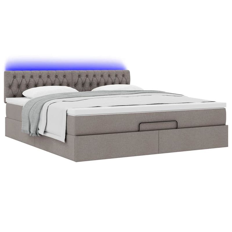 Casa si Gradina - Mobilier - Paturi si accesorii - Paturi - Cadru de pat otoman cu saltea Taupe 180x200cm Material - Infinity.ro