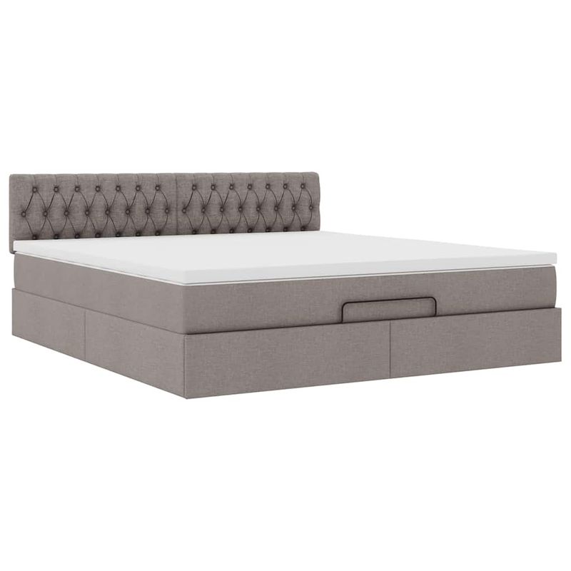 Casa si Gradina - Mobilier - Paturi si accesorii - Paturi - Cadru de pat otoman cu saltea Taupe 180x200cm Material - Infinity.ro