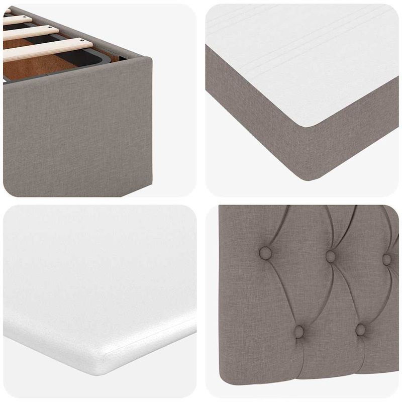 Casa si Gradina - Mobilier - Paturi si accesorii - Paturi - Cadru de pat otoman cu saltea Taupe 180x200cm Material - Infinity.ro