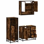 Casa si Gradina - Mobilier - Seturi de mobilier - Seturi baie - Set mobilier de baie, 3 piese, stejar fumuriu, lemn prelucrat - Infinity.ro