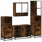 Casa si Gradina - Mobilier - Seturi de mobilier - Seturi baie - Set de mobilier de baie 4 piese Lemn prelucrat de stejar afumat - Infinity.ro