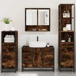 Casa si Gradina - Mobilier - Seturi de mobilier - Seturi baie - Set de mobilier de baie 4 piese Lemn prelucrat de stejar afumat - Infinity.ro