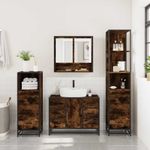 Casa si Gradina - Mobilier - Seturi de mobilier - Seturi baie - Set de mobilier de baie 4 piese Lemn prelucrat de stejar afumat - Infinity.ro