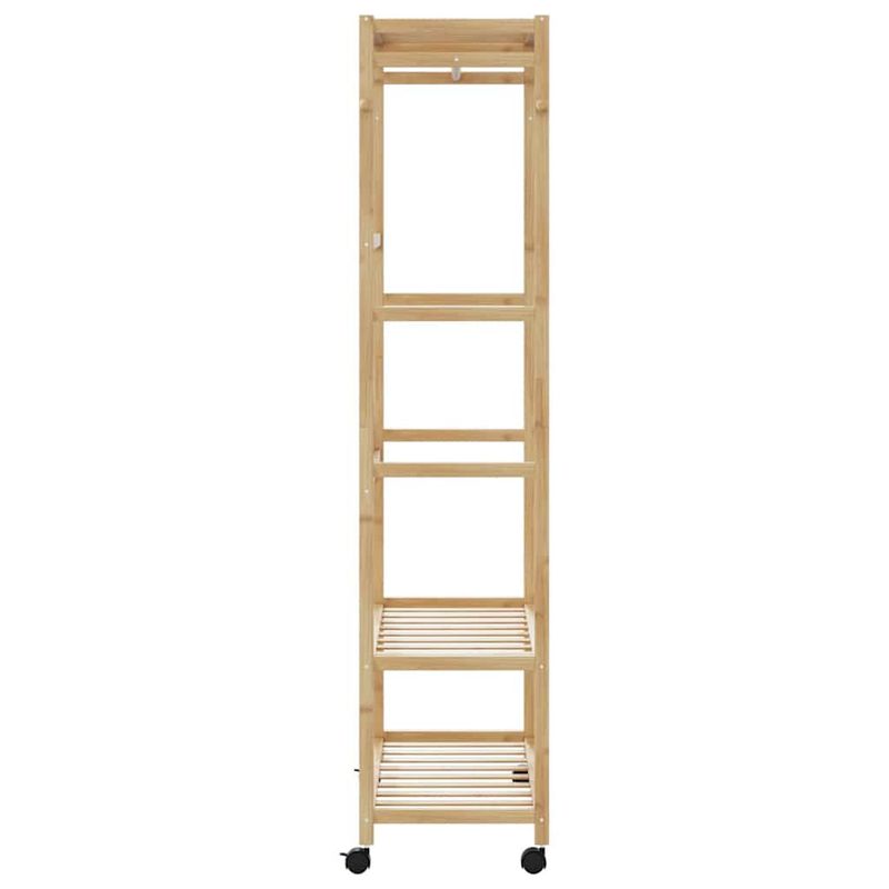 Casa si Gradina - Mobilier - Organizare si depozitare - Cuiere - Suport pentru haine cu rafturi si roti 90x40x179,5 cm bambus - Infinity.ro