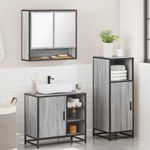 Casa si Gradina - Mobilier - Seturi de mobilier - Seturi baie - Set mobilier de baie, 3 piese, gri sonoma, lemn prelucrat - Infinity.ro