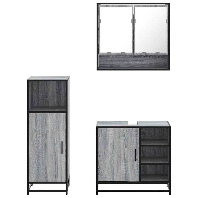Casa si Gradina - Mobilier - Seturi de mobilier - Seturi baie - Set mobilier de baie, 3 piese, gri sonoma, lemn prelucrat - Infinity.ro