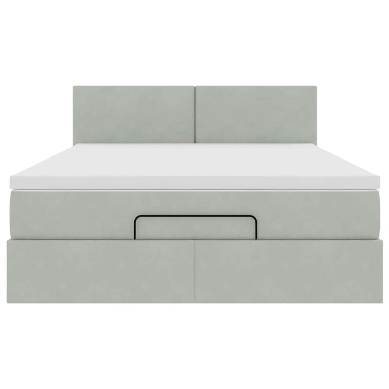 Casa si Gradina - Mobilier - Paturi si accesorii - Paturi - Cadru de pat otoman cu saltea Gri deschis 140x200cm catifea - Infinity.ro