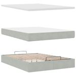 Casa si Gradina - Mobilier - Paturi si accesorii - Paturi - Cadru de pat otoman cu saltea Gri deschis 140x200cm catifea - Infinity.ro