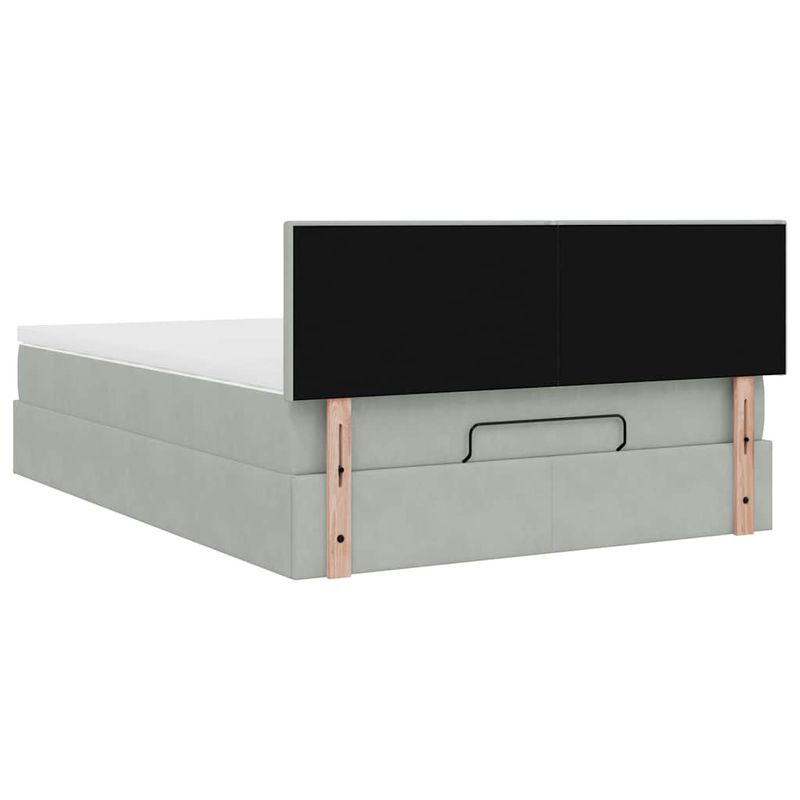 Casa si Gradina - Mobilier - Paturi si accesorii - Paturi - Cadru de pat otoman cu saltea Gri deschis 140x200cm catifea - Infinity.ro