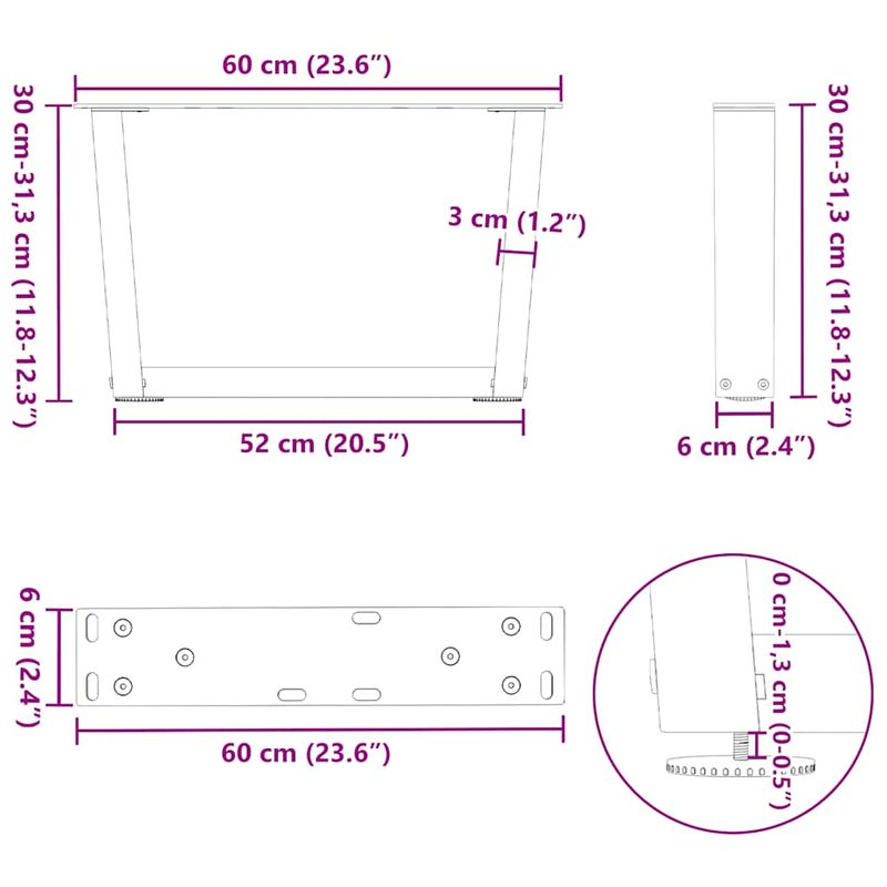 Casa si Gradina - Mobilier - Feronerie si accesorii mobila - Picioare pentru masa in forma de V 2 buc Negru Otel - Infinity.ro