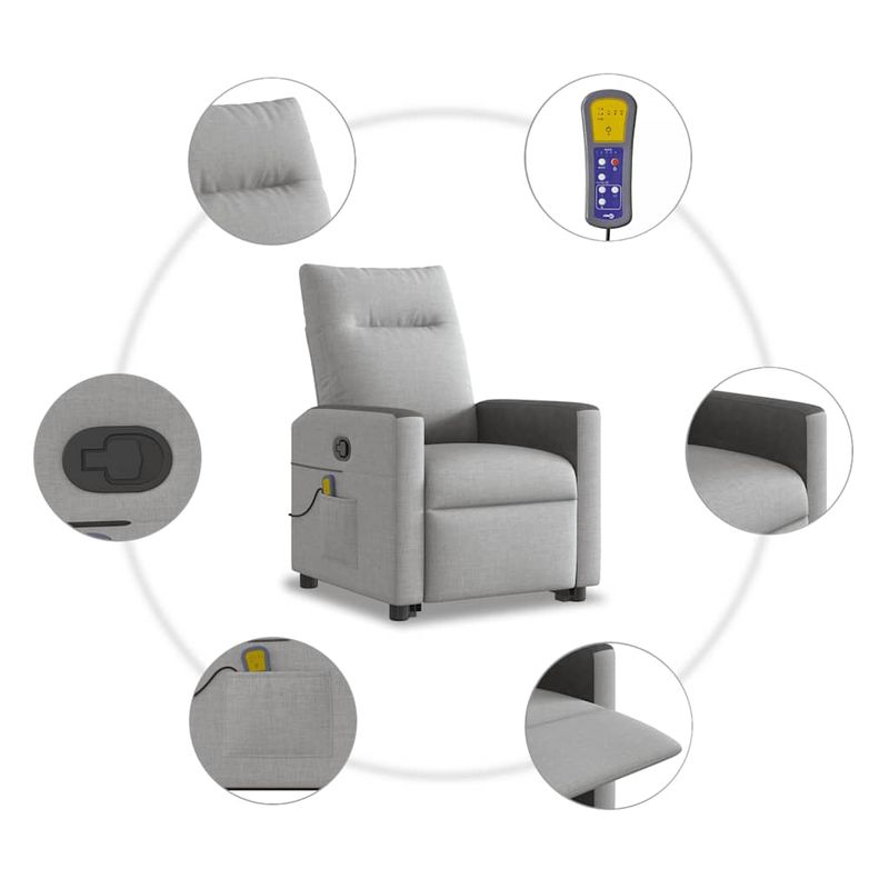 Ingrijire personala si Cosmetice - Sanatate si wellness - Articole wellness - Fotolii de masaj - Scaun de masaj in picioare, inclinat, tesatura gri nor - Infinity.ro