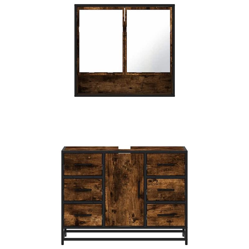 Casa si Gradina - Mobilier - Seturi de mobilier - Seturi baie - Set mobilier de baie, 2 piese, stejar fumuriu, lemn prelucrat - Infinity.ro
