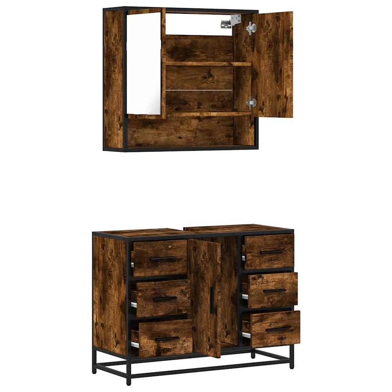 Casa si Gradina - Mobilier - Seturi de mobilier - Seturi baie - Set mobilier de baie, 2 piese, stejar fumuriu, lemn prelucrat - Infinity.ro