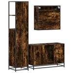 Casa si Gradina - Mobilier - Seturi de mobilier - Seturi baie - Set mobilier de baie, 3 piese, stejar fumuriu, lemn prelucrat - Infinity.ro