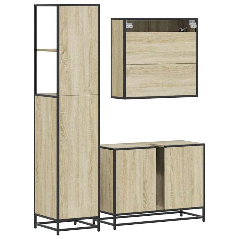 Casa si Gradina - Mobilier - Seturi de mobilier - Seturi baie - Set mobilier de baie, 3 piese, stejar sonoma, lemn prelucrat - Infinity.ro