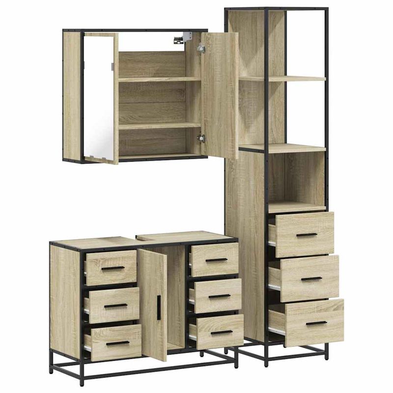 Casa si Gradina - Mobilier - Seturi de mobilier - Seturi baie - Set mobilier de baie, 3 piese, stejar sonoma, lemn prelucrat - Infinity.ro