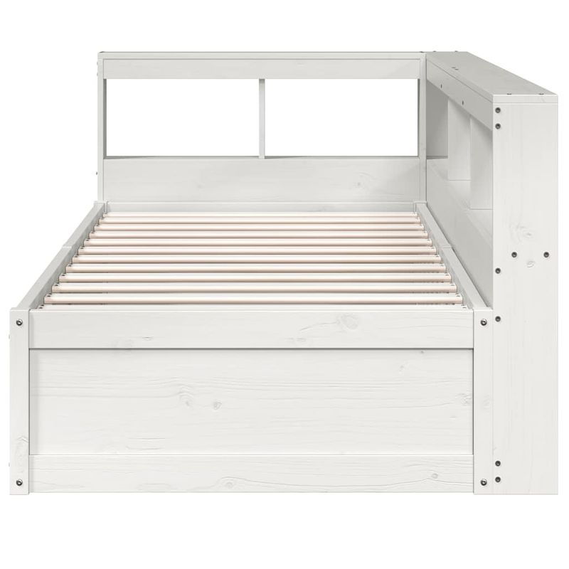 Casa si Gradina - Mobilier - Paturi si accesorii - Paturi - Pat cu biblioteca fara saltea, alb, 90x200 cm, lemn masiv pin - Infinity.ro
