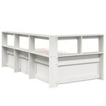Casa si Gradina - Mobilier - Paturi si accesorii - Paturi - Pat cu biblioteca fara saltea, alb, 90x200 cm, lemn masiv pin - Infinity.ro