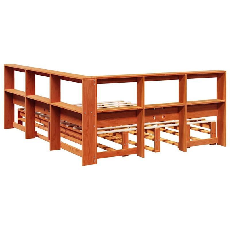 Casa si Gradina - Mobilier - Paturi si accesorii - Paturi - Pat cu biblioteca fara saltea maro 150x200 cm lemn masiv de pin - Infinity.ro