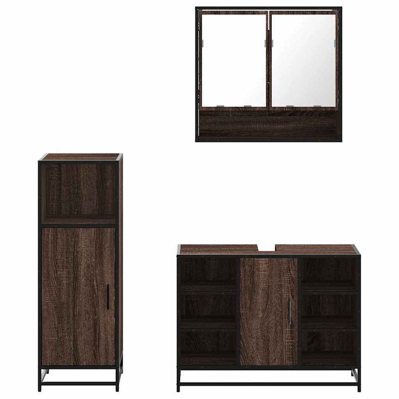 Casa si Gradina - Mobilier - Seturi de mobilier - Seturi baie - Set mobilier de baie, 3 piese, stejar maro, lemn prelucrat - Infinity.ro