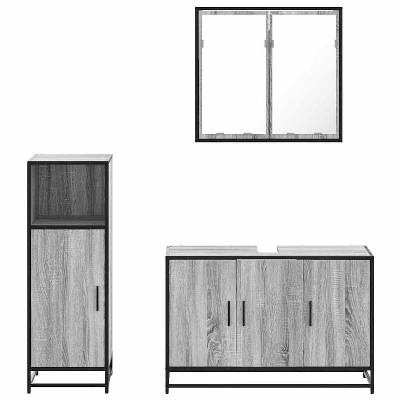 Casa si Gradina - Mobilier - Seturi de mobilier - Seturi baie - Set mobilier de baie, 3 piese, gri sonoma, lemn prelucrat - Infinity.ro