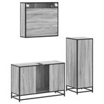 Casa si Gradina - Mobilier - Seturi de mobilier - Seturi baie - Set mobilier de baie, 3 piese, gri sonoma, lemn prelucrat - Infinity.ro