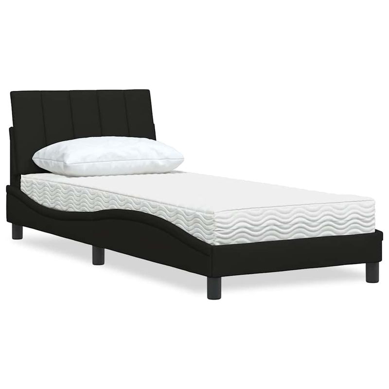 Casa si Gradina - Mobilier - Paturi si accesorii - Paturi - Pat cu saltea, negru, 90x200 cm, textil - Infinity.ro