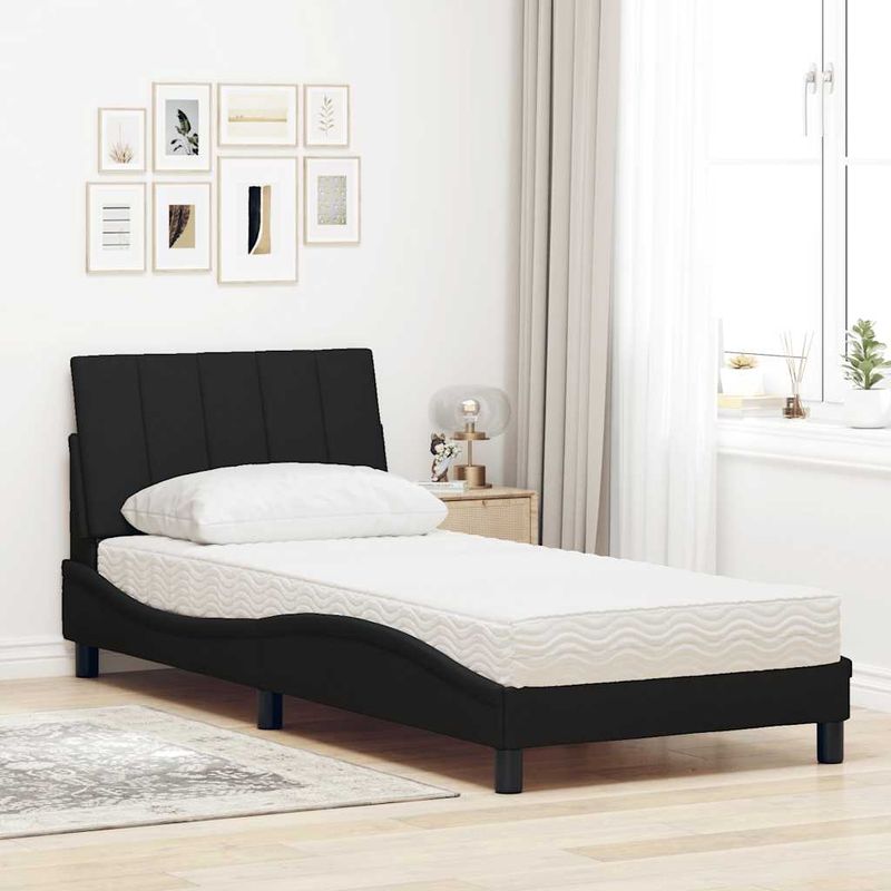 Casa si Gradina - Mobilier - Paturi si accesorii - Paturi - Pat cu saltea, negru, 90x200 cm, textil - Infinity.ro