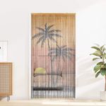 Casa si Gradina - Textile si covoare - Perdele si draperii - Perdele - Perdele usa cu insecte imprimeu palmieri 90x220 cm bambus - Infinity.ro