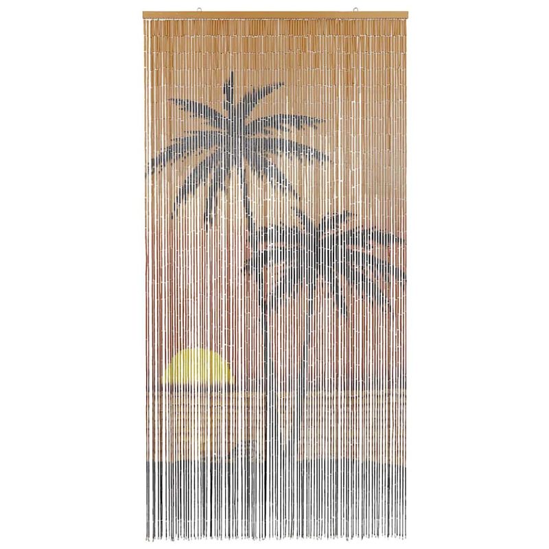 Casa si Gradina - Textile si covoare - Perdele si draperii - Perdele - Perdele usa cu insecte imprimeu palmieri 90x220 cm bambus - Infinity.ro
