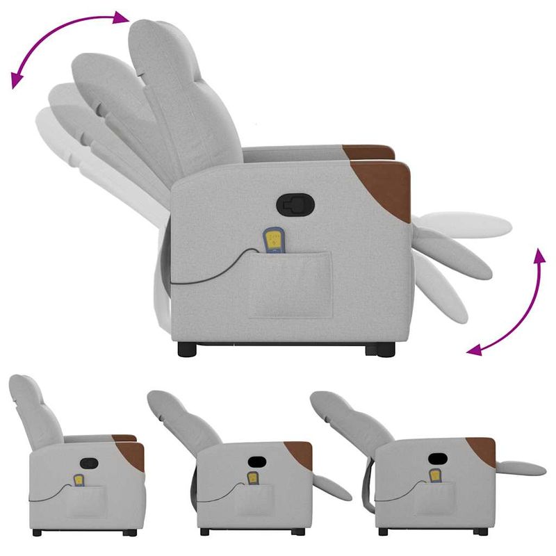 Ingrijire personala si Cosmetice - Sanatate si wellness - Articole wellness - Fotolii de masaj - Scaun de masaj in picioare, inclinat, tesatura gri nor - Infinity.ro