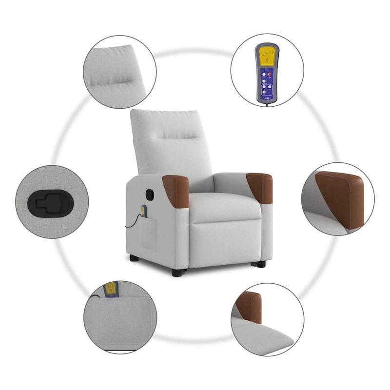 Ingrijire personala si Cosmetice - Sanatate si wellness - Articole wellness - Fotolii de masaj - Scaun de masaj in picioare, inclinat, tesatura gri nor - Infinity.ro