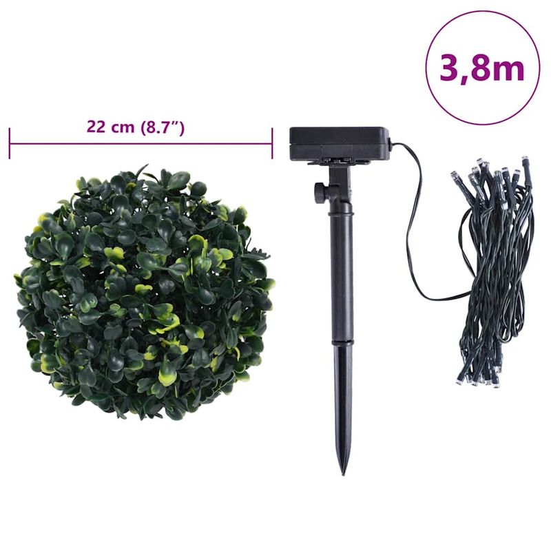 Casa si Gradina - Decoratiuni - Obiecte decorative - Plante artificiale - Mingi artificiale din lemn de cimis cu lumini LED 2 buc Verde - Infinity.ro