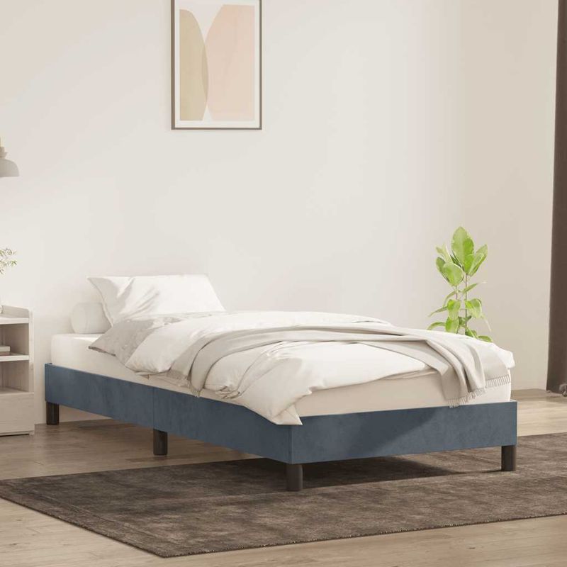 Casa si Gradina - Mobilier - Paturi si accesorii - Paturi - Cadru de pat fara saltea, gri inchis, 90x210 cm, catifea - Infinity.ro