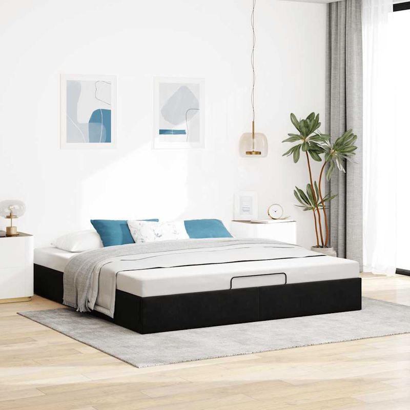 Casa si Gradina - Mobilier - Paturi si accesorii - Paturi - Cadru de pat otoman fara saltea Negru 200x200 cm catifea - Infinity.ro
