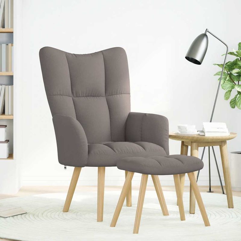 Casa si Gradina - Mobilier - Scaune si fotolii - Fotolii - Fotoliu de relaxare cu taburet, gri taupe, textil - Infinity.ro