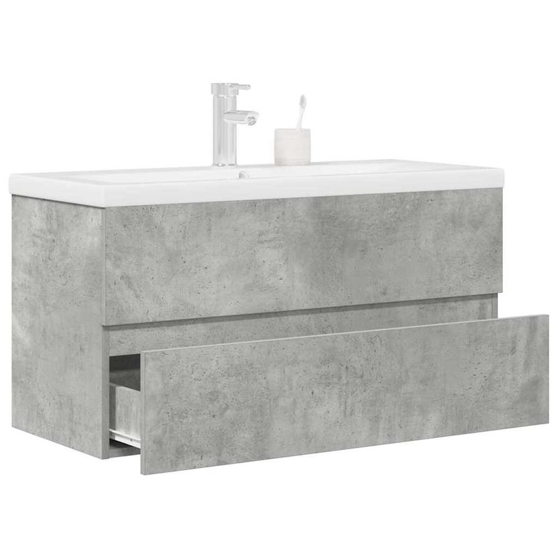Casa si Gradina - Mobilier - Seturi de mobilier - Seturi baie - Set mobilier de baie, 2 piese, gri beton, lemn compozit - Infinity.ro