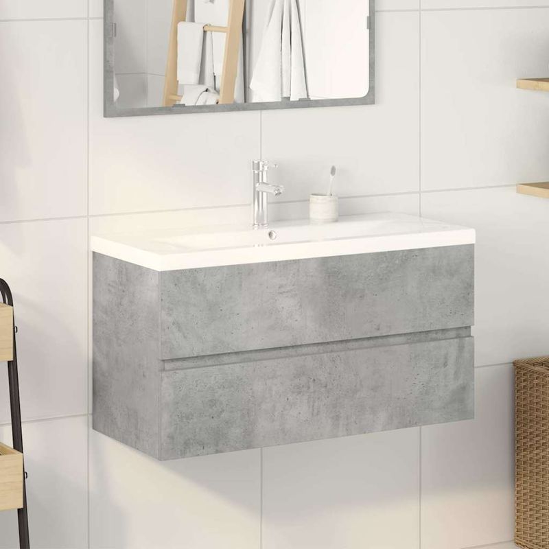 Casa si Gradina - Mobilier - Seturi de mobilier - Seturi baie - Set mobilier de baie, 2 piese, gri beton, lemn compozit - Infinity.ro