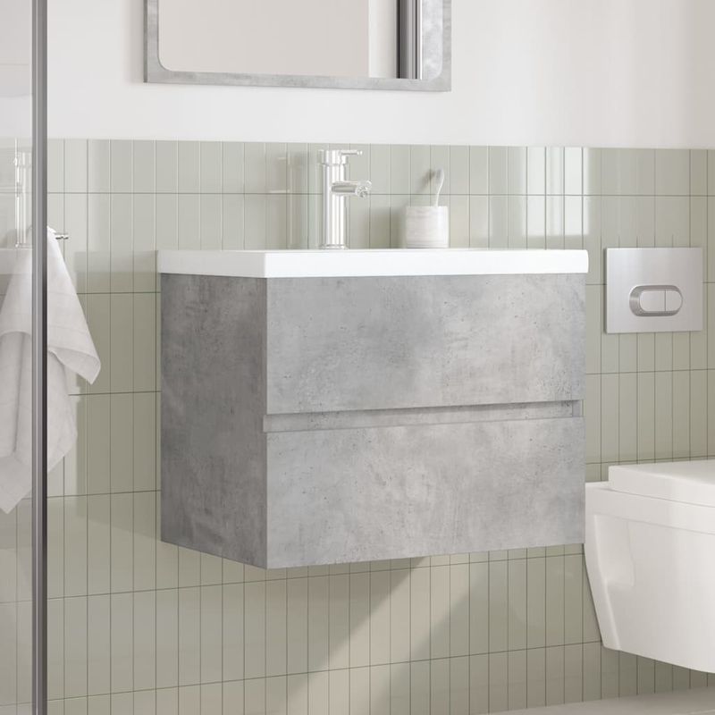 Casa si Gradina - Mobilier - Seturi de mobilier - Seturi baie - Set mobilier de baie, 2 piese, gri beton, lemn compozit - Infinity.ro